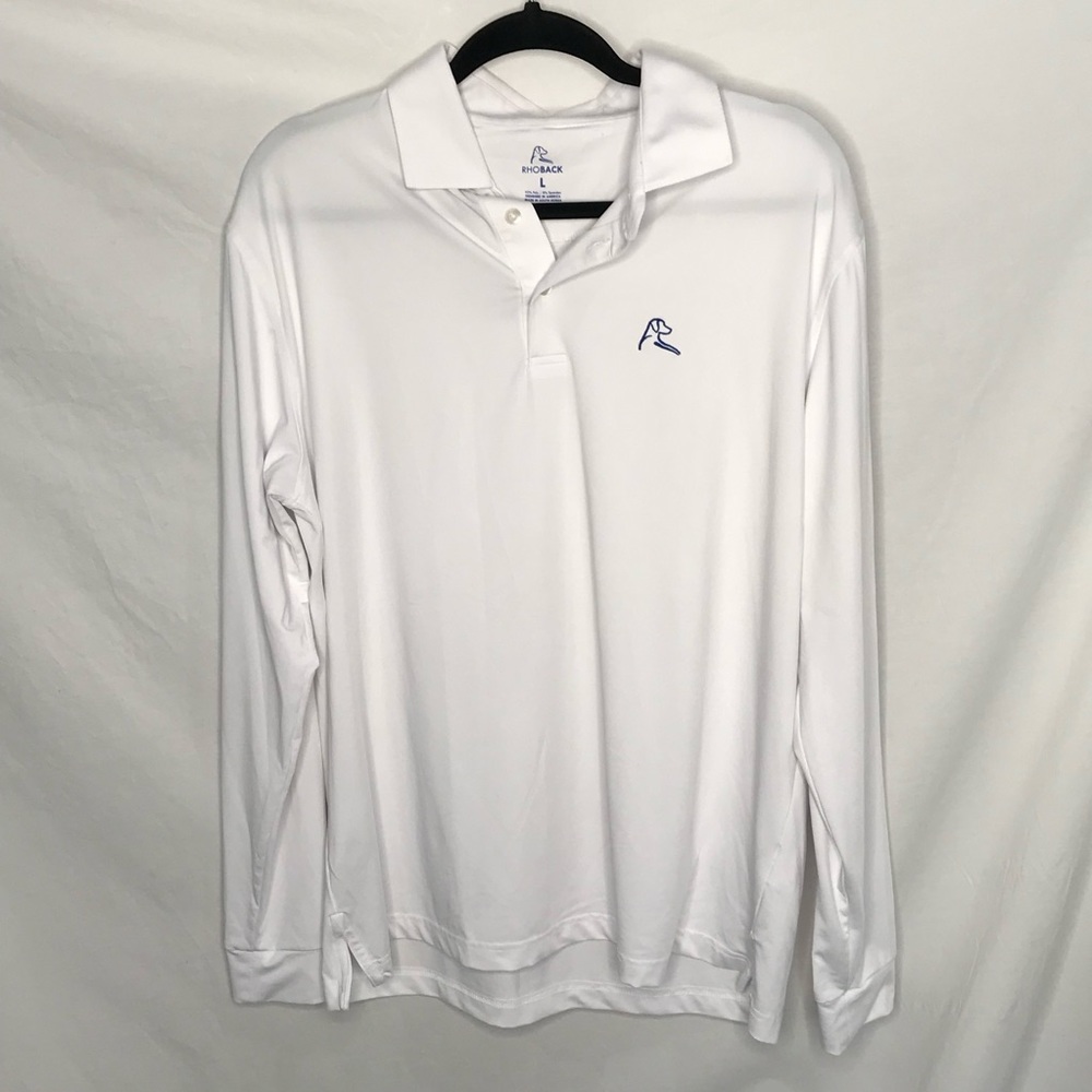 Rhoback Golf Polo Shirt Men’s Sz Large White Long Sleeve